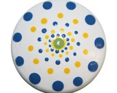 White With Yellow, Blue and Green Polka Dot Knobs