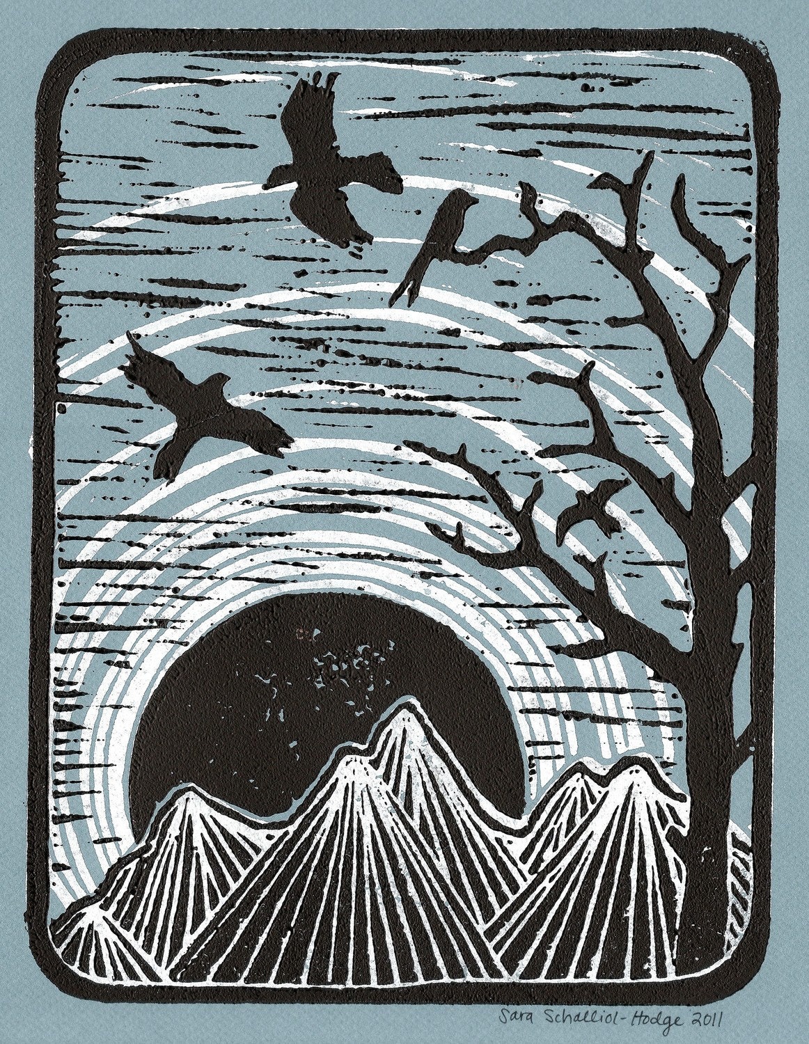 SUNRISE, SUNSET - linocut print