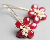 Ruby Flower Earrings