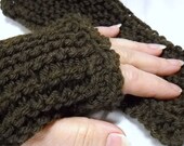 Fingerless Texting Computer Mitts in Coffee Brown