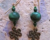 Malachite Earrings with Celtic Knots