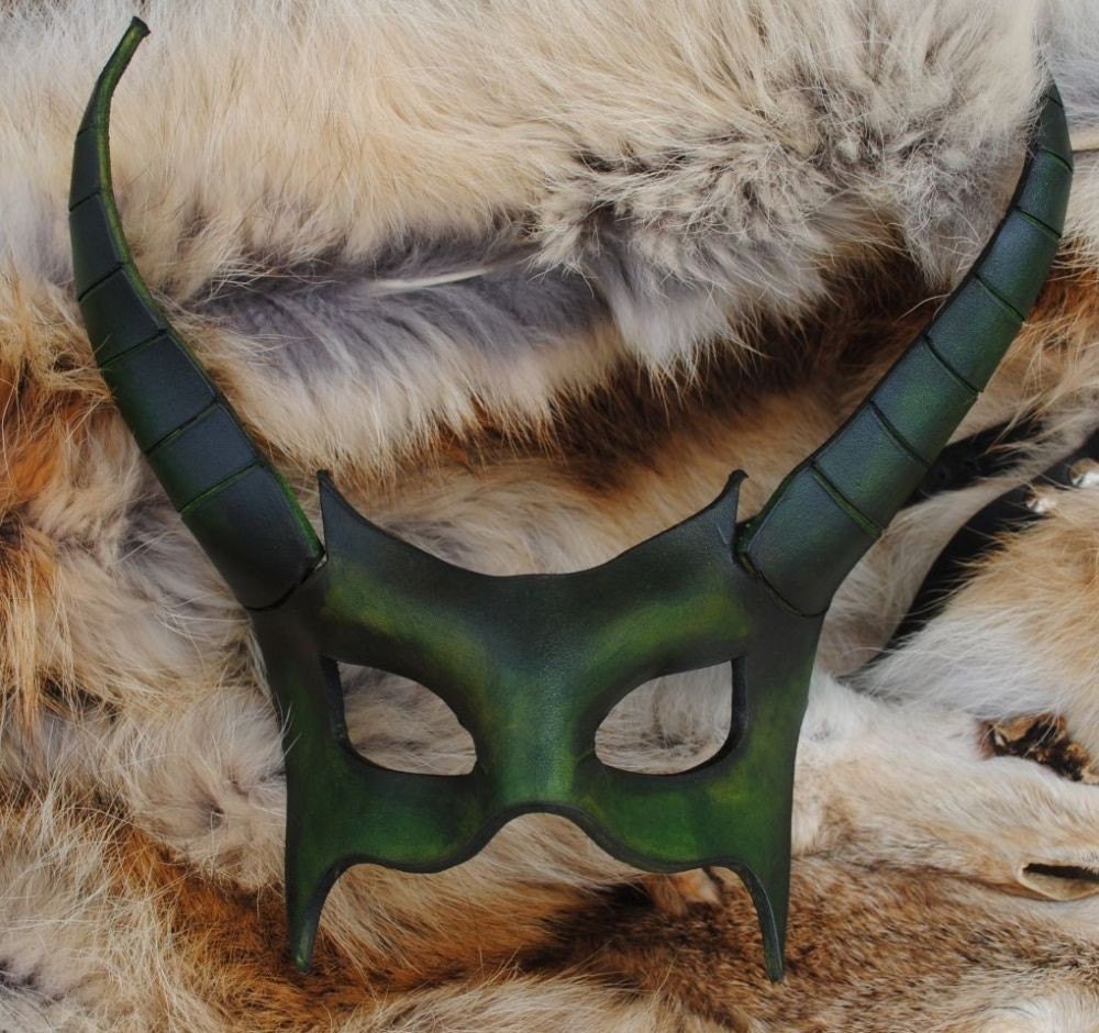 Emerald Demon Leather Mask