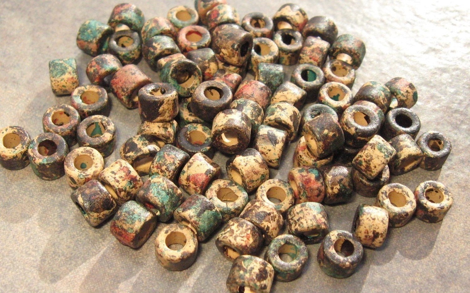 25 AUTUMN RUST Mykonos Greek Ceramic Beads Mini Tube Beads