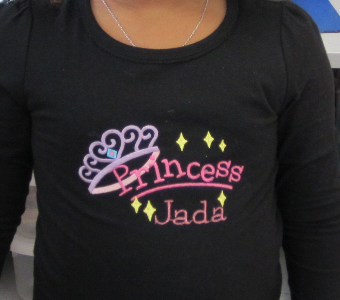 Princess Tshirt with Metallic Accents and FREE Personalization Choose from 2 Designs