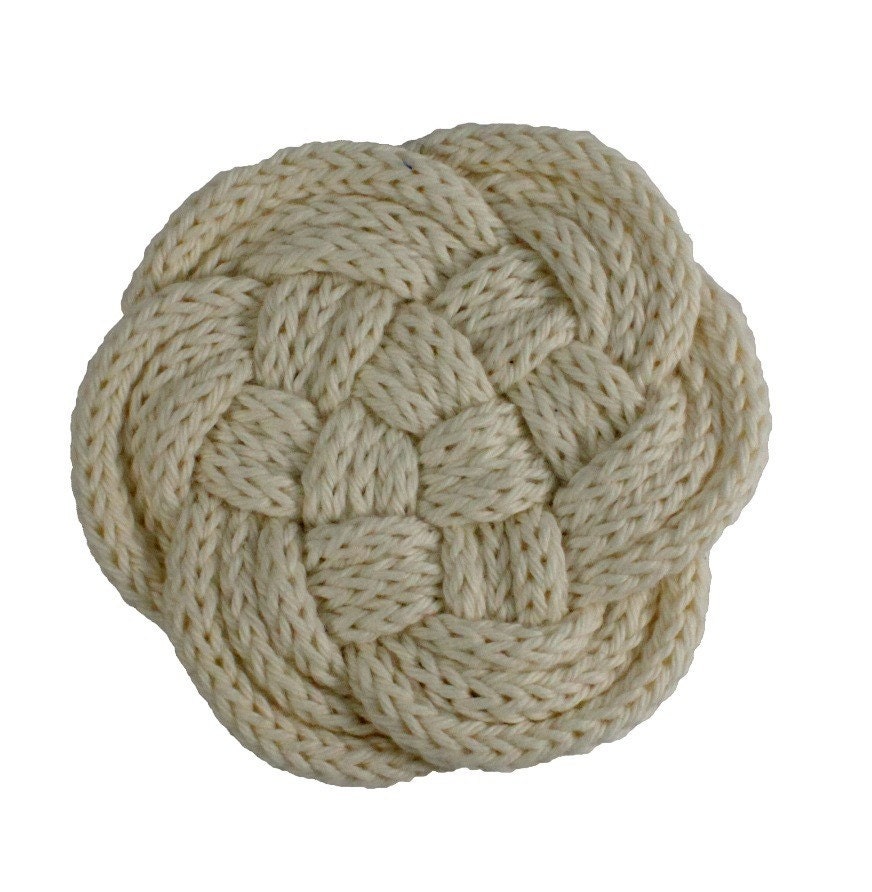 EcoCessory Organic Cotton Nautical Coaster - Cream- Set of 4