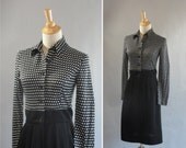 vintage Black and White Polka Dot Secretary Dress by LESLIE FAYE  Madmen style Peggy Olson