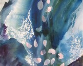 An original watercolor painting- abstract- Petals in the Waterfall - SunnyLeeStudio