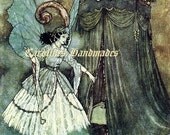 Butterfly Fairy Princess Reproduction Cotton Fabric Art Print 4.75X6" Applique