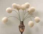Wool Flowers, felt Craspedia Billy Button Ball Bloom snow white home decor wedding bride bouquet handmade housewarming gift large