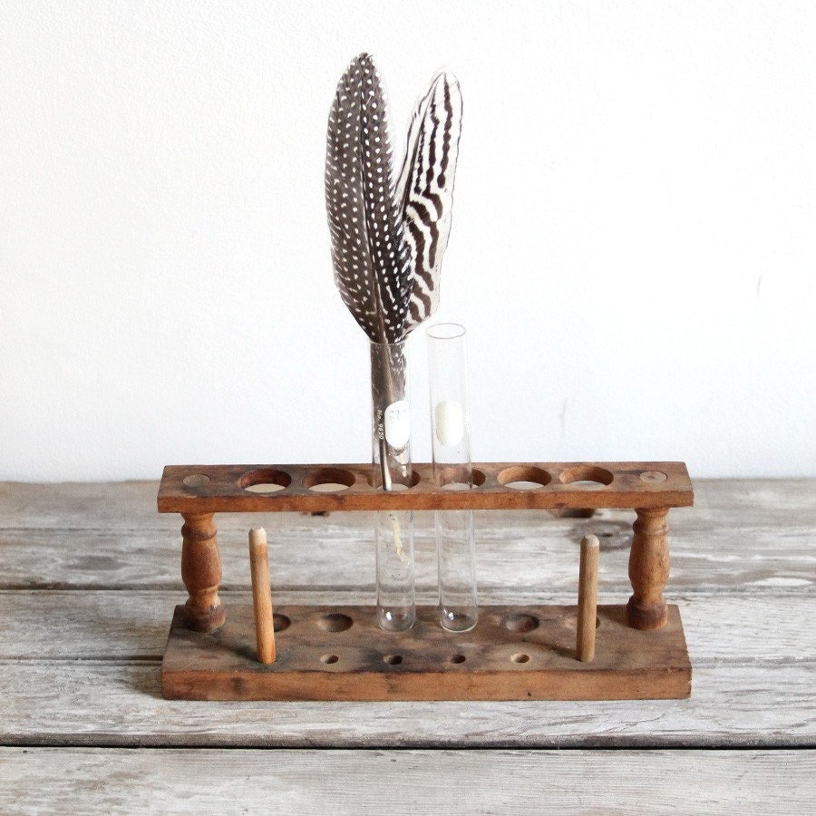 vintage wooden test tube holder