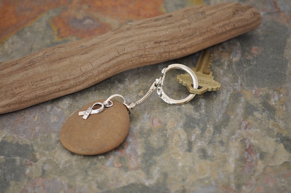Beach Stone and Charm Keychain