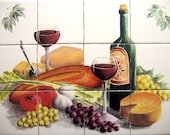 Ceramic Tile Wine and Cheese Mural