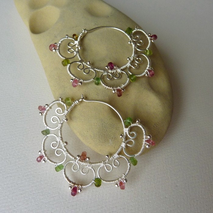 Pink Lotus Tribal Hoops