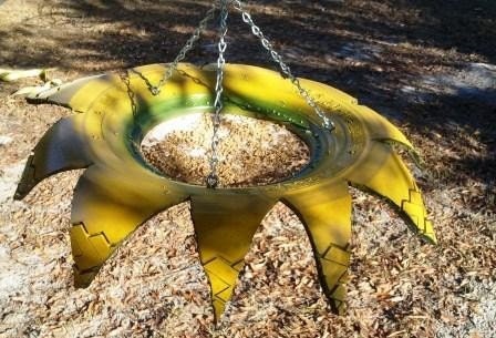 Bird Feeder, recycled tire, eco friendly feeder, green feeder, for birds  great gift