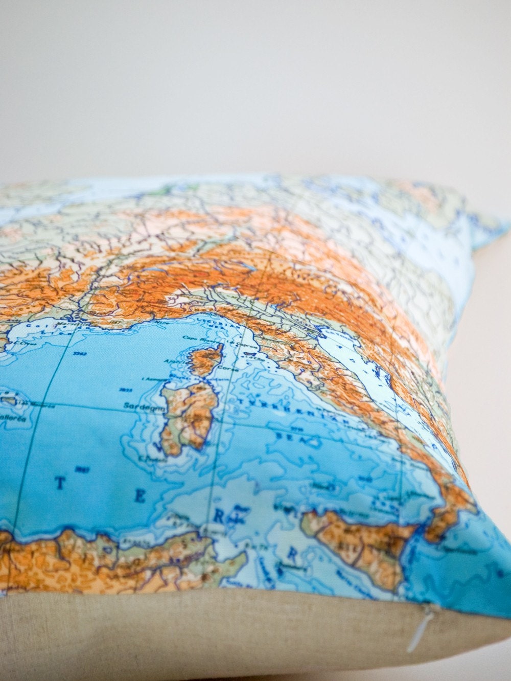 18" x 18" EUROPE Map Pillow Cover Linen/Cotton Ready to Ship