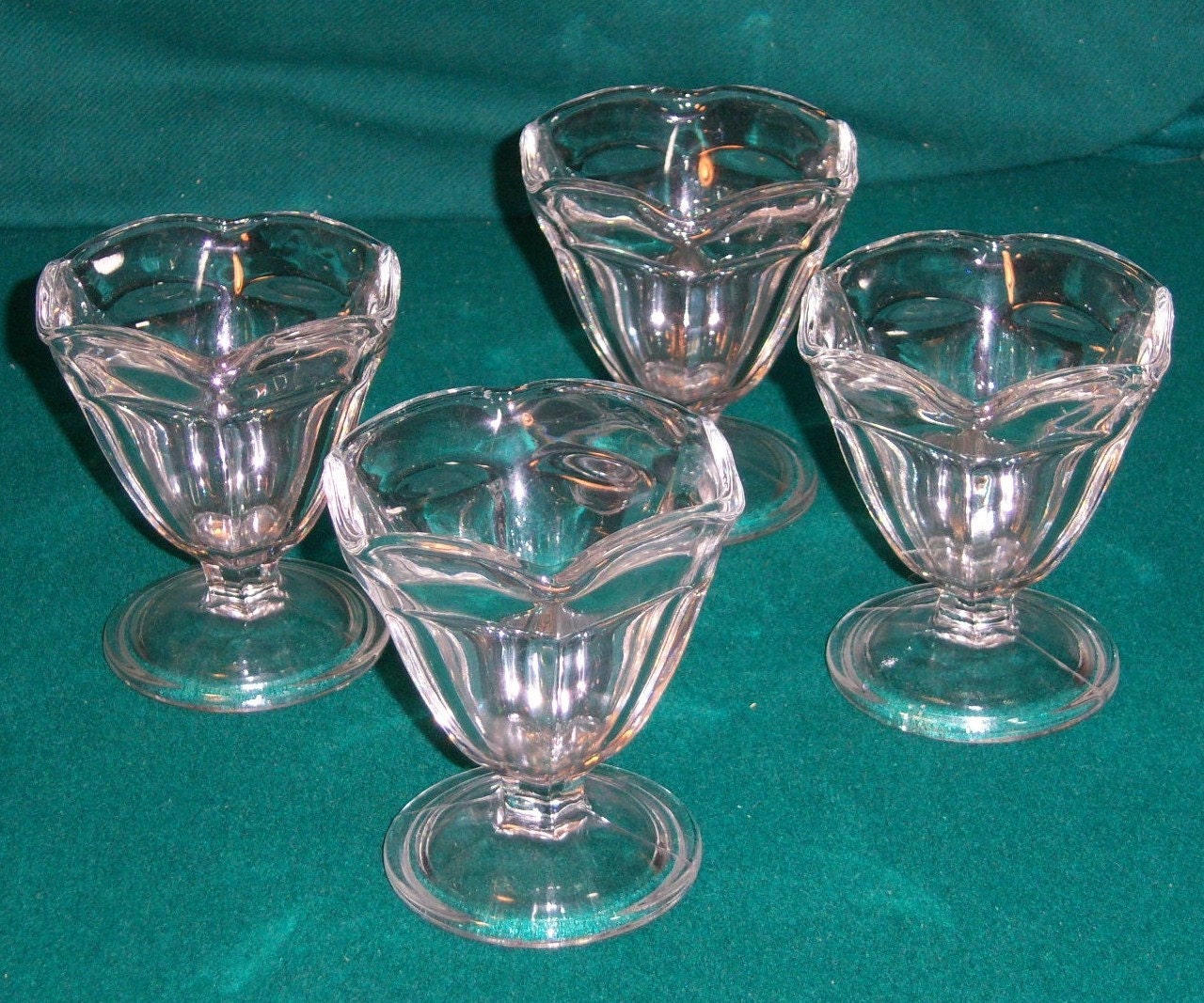 4 Vintage Anchor Hocking Footed Sundae Glasses