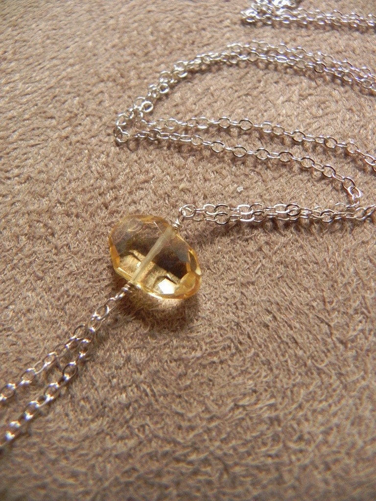 SALE  Faceted Citrine and Sterling SIlver Tassel Chain Necklace   SALE