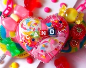 Candy Land Hearts and Lollipops - Candy Couture Collection Necklace - Kitsch Kawaii - Candy Glam - Candy Resin and Sprinkles