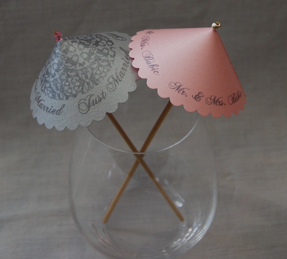 Personalized Cocktail Umbrellas (1 Rose Pink Sample)