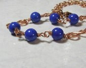 Necklace Solid Copper and Marble Stone Beads