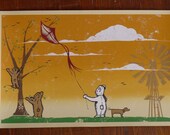 Ellie Print - Kite Flying - Art Print - Bear Suits - Screenprint Poster
