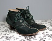 Reserved listing 1940s OConnor and Goldberg Forest Green Velvety Suede Oxford Heels