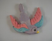 tattoo style swallow sparrow brocade art tile purple