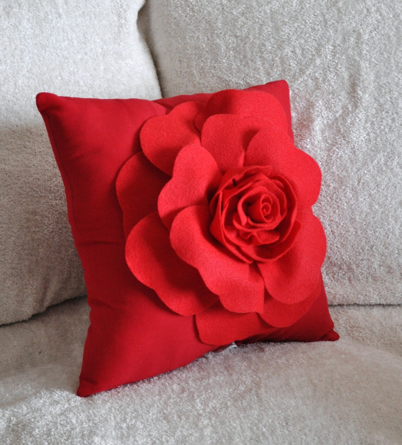 Red Rose on Red Pillow