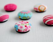 Pink and Blue Fabric Covered Button Magnets
