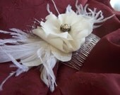 Wild Rose and Feathers Bridal Hair Comb