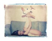Polaroid of "girl with plane"- 8x10 in 11x14 mat -signed by artist