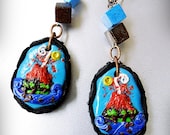 The legend of Popocatepetl miniature volcano landscape polymer clay earrings by WiLd PeArLy - WildPearly