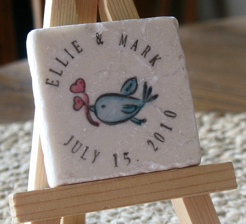 Romantic Blue Bird Save the Date Magnets, Set of 75