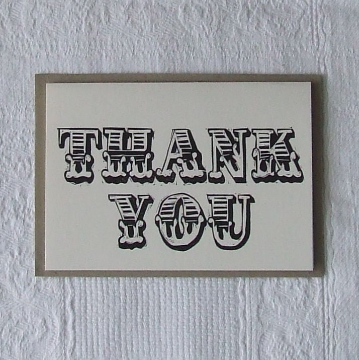 Linocut letterpress Thank you greeting cards pk of 10