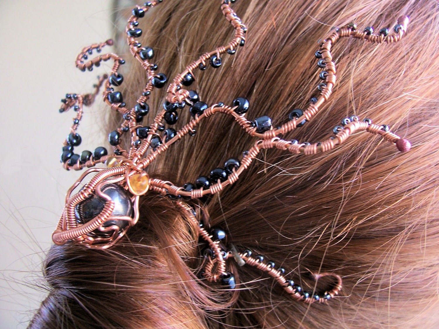 Copper Hair Piece/"Crazy Octopus, Squid" /OOAK