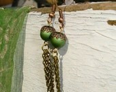 Green Berries with Chains Earrings