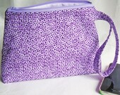 Cosmetics Bag Knitting Notions Zipper Pouch Purple & Lilac Batik Larger Size