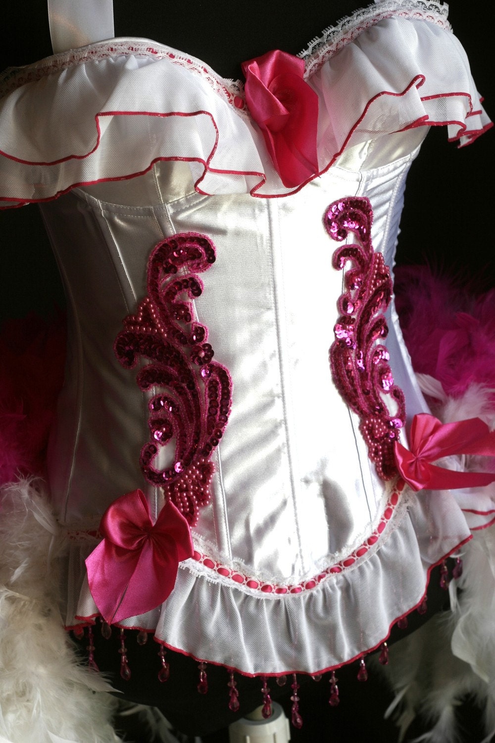BABY DOLL Pink White Burlesque Corset Costume