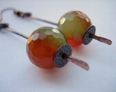 Earrings Faceted Agate Gemstone Copper Handmade She's an Earthy Sort of Girl Orange