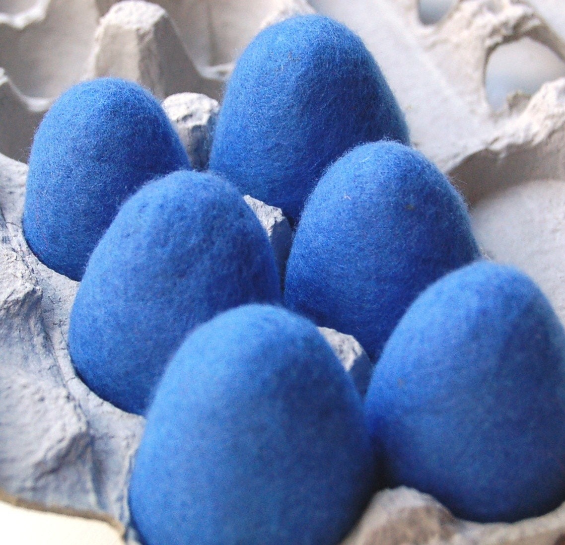 Easter eggs six blue felted wool eggs