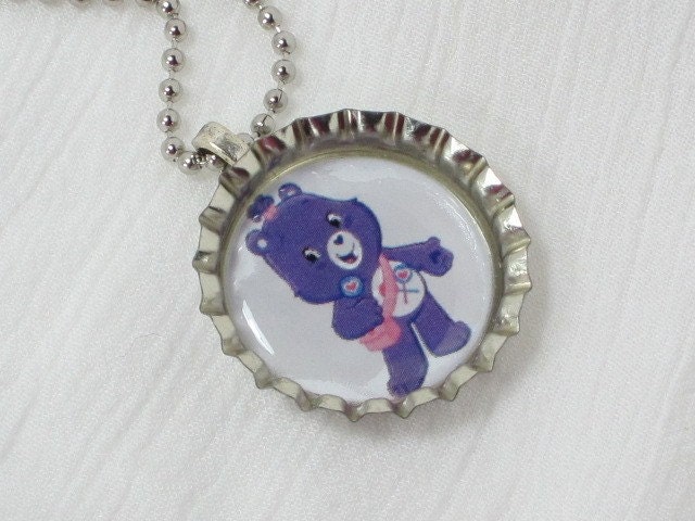Bottlecap Necklace - Care Bear
