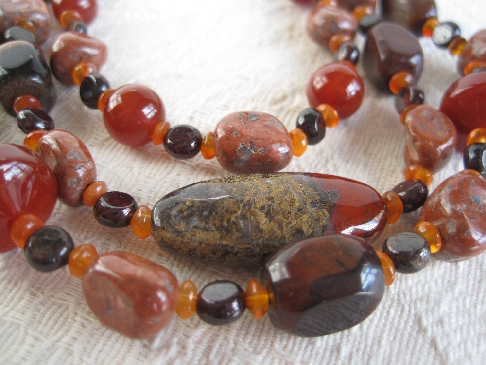 Jasper Garnet Carnelian Necklace Stone Bib