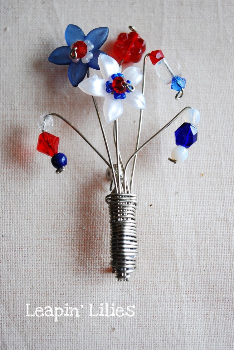 Blossom flower lapel pin - red, white & blue from Leapin' Lilies
