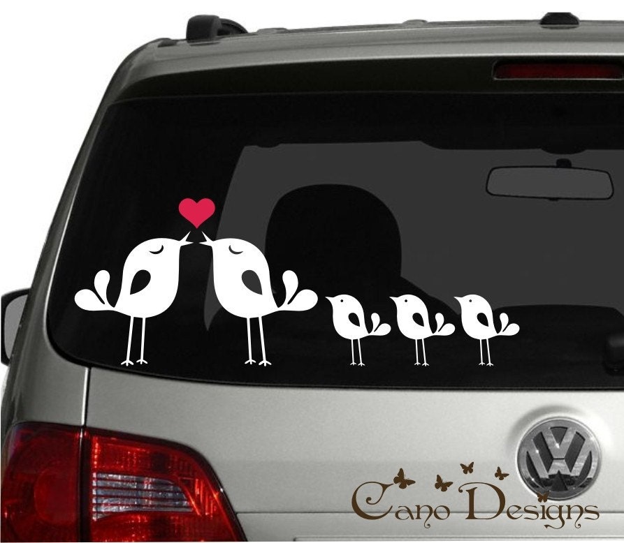 Lovely Bird Family, Car Vinyl decals stickers, windows decals stickers