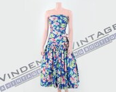 Vintage 80s Victor Costa Garden Party Prom Dress From Bonwit Teller (Small S)