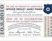 POLICE ACADEMY Graduation Invitation - Customized Printable Invitation