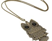 Antique Brass Owl Necklace