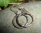 Sterling silver and 9K gold earrings, Black and Gold Hoops SALE 50% OFF