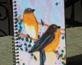 ON SALE -- Nestle and Soar Studio Journal -- Peaceful Pause Fiber Art, notebook, diary, bird, tree