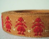 folklore vintage trim in scarlet, gold and biscuit brown